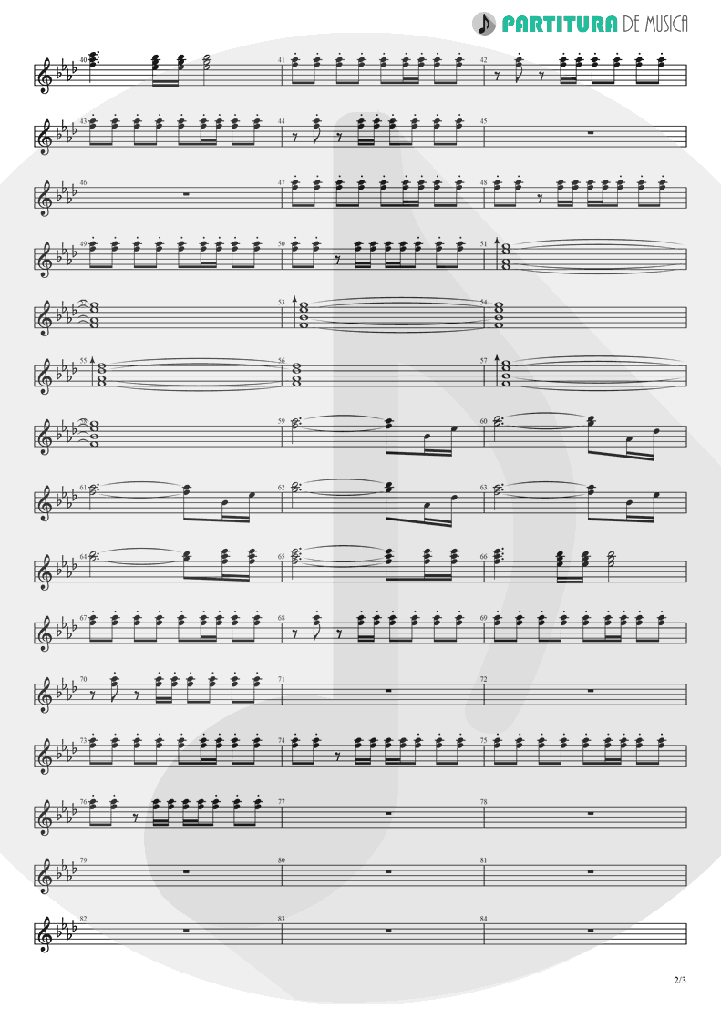 Partitura de musica de Guitarra Elétrica - Papa Don't Preach | Madonna | True Blue 1986 - pag 2