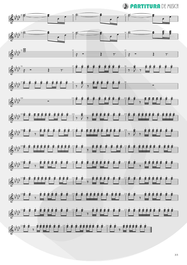 Partitura de musica de Guitarra Elétrica - Papa Don't Preach | Madonna | True Blue 1986 - pag 3