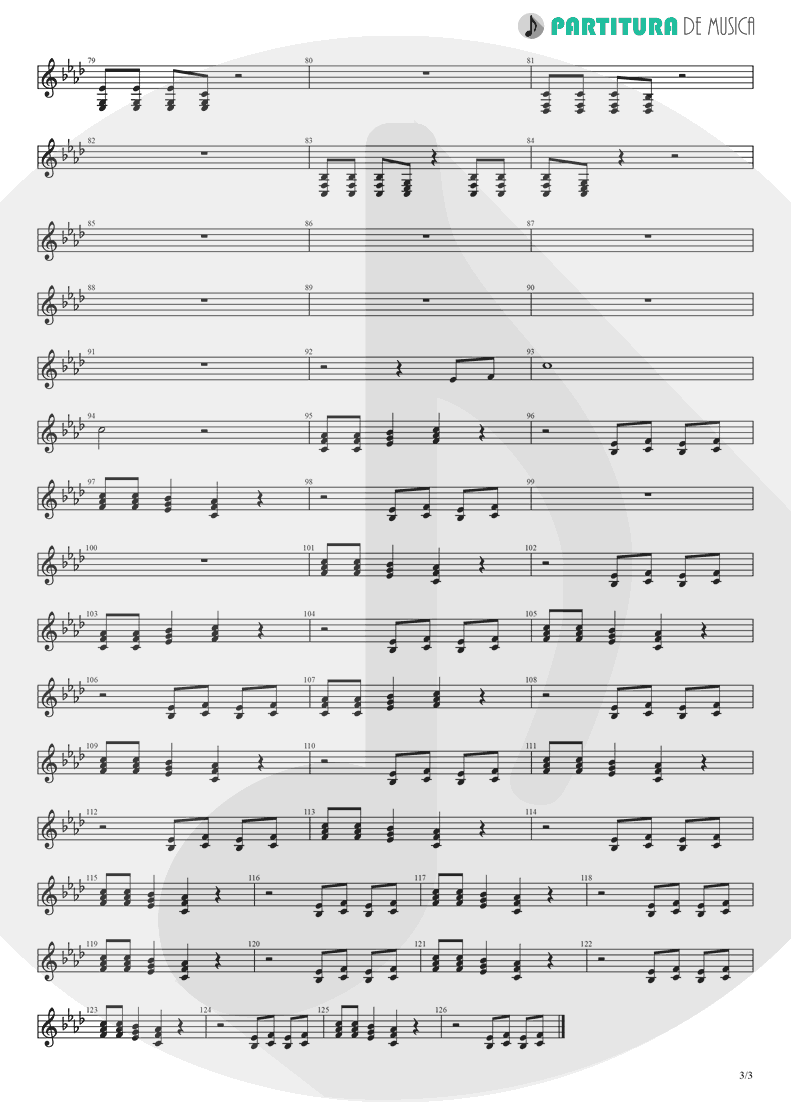 Partitura de musica de Violino - Papa Don't Preach | Madonna | True Blue 1986 - pag 3