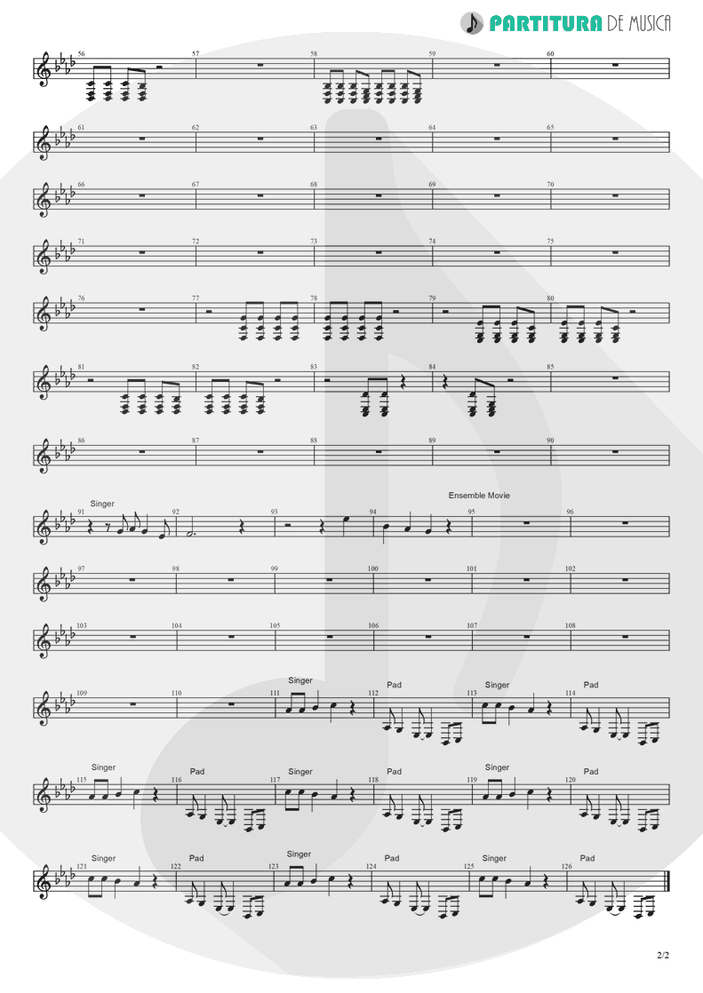 Partitura de musica de Violino - Papa Don't Preach | Madonna | True Blue 1986 - pag 2