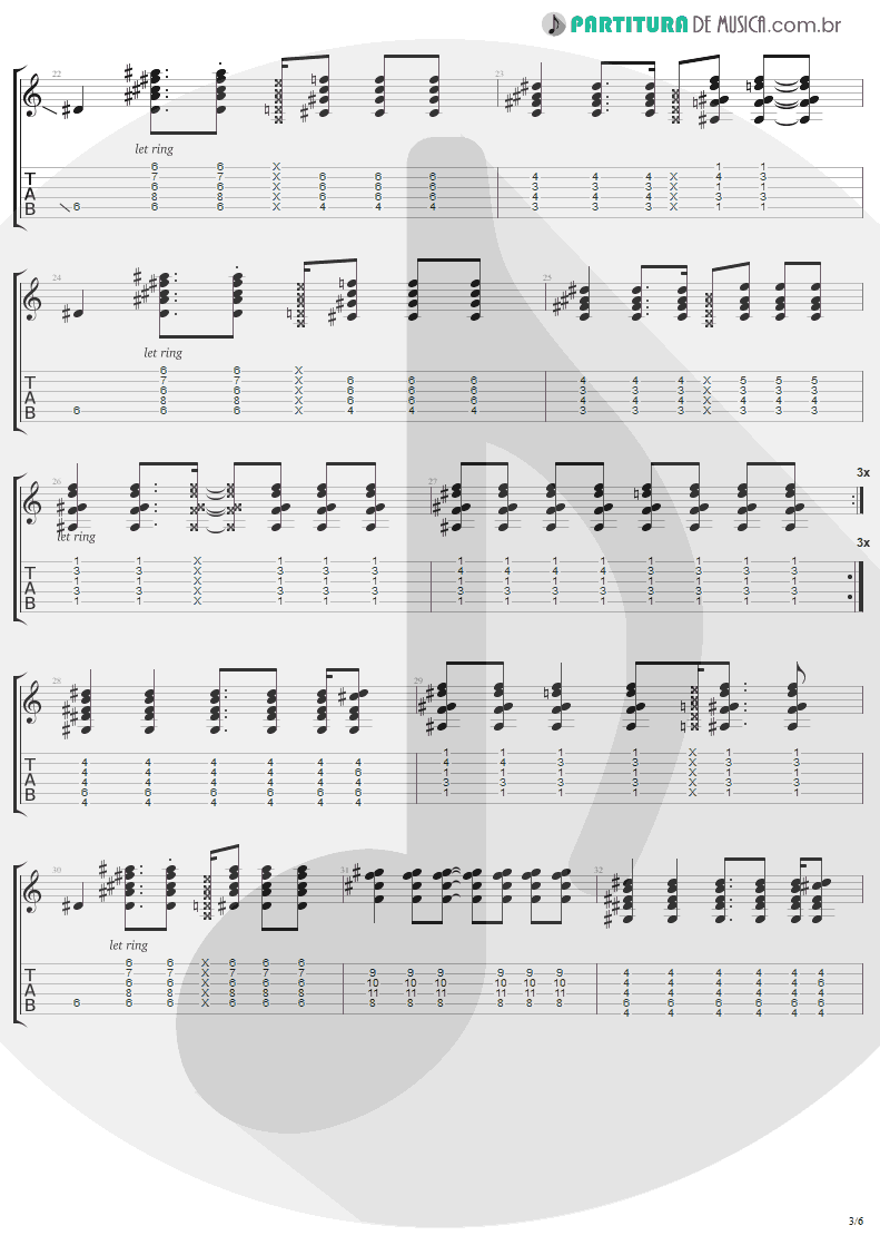 Tablatura + Partitura de musica de Guitarra Elétrica - Secret | Madonna | Bedtime Stories 1994 - pag 3