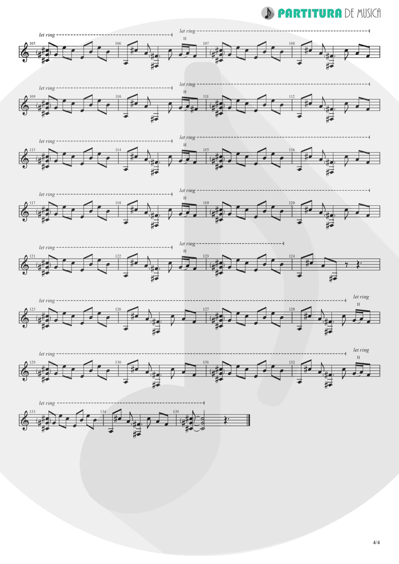 Partitura de musica de Guitarra Elétrica - Hollywood | Madonna | American Life 2003 - pag 4