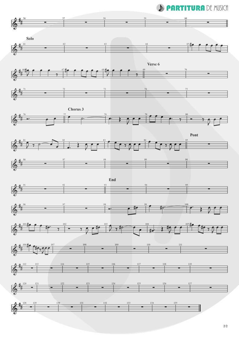Partitura de musica de Saxofone Alto - Hollywood | Madonna | American Life 2003 - pag 2