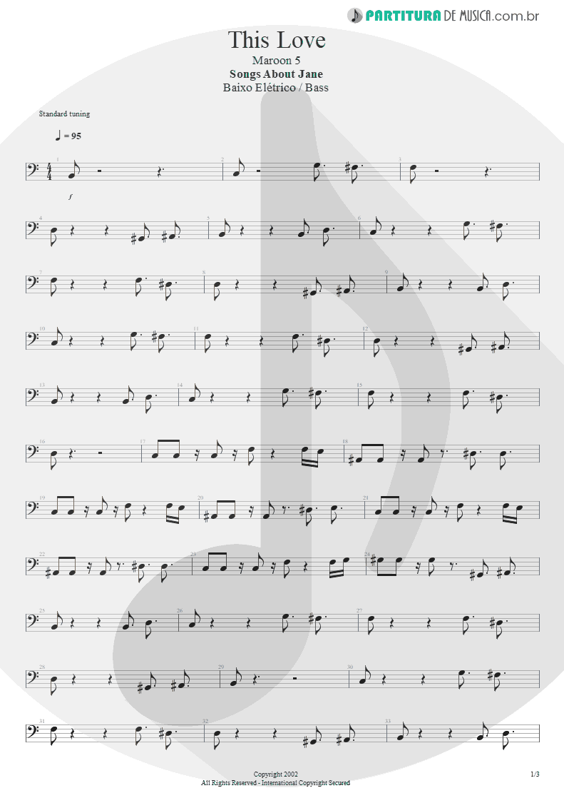 Partitura de musica de Baixo Elétrico - This Love | Maroon 5 | Songs About Jane 2002 - pag 1