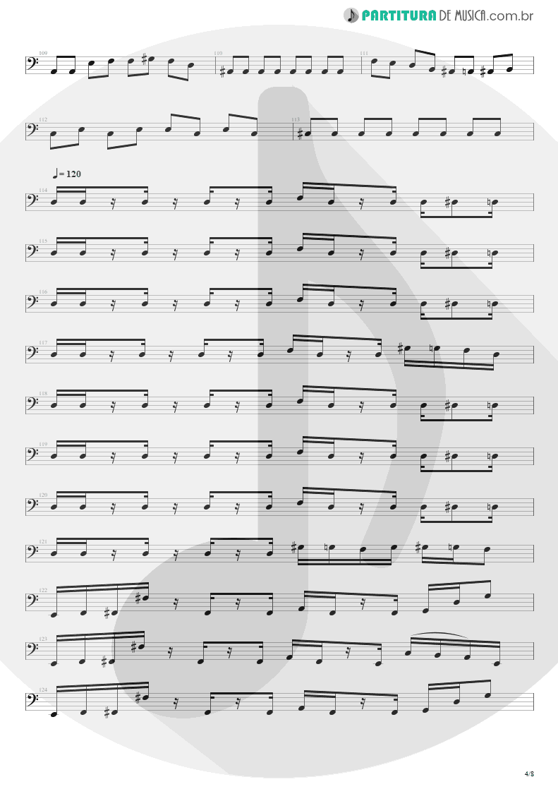 Partitura de musica de Baixo Elétrico - Hangar 18 | Megadeth | Rust in Peace 1990 - pag 4