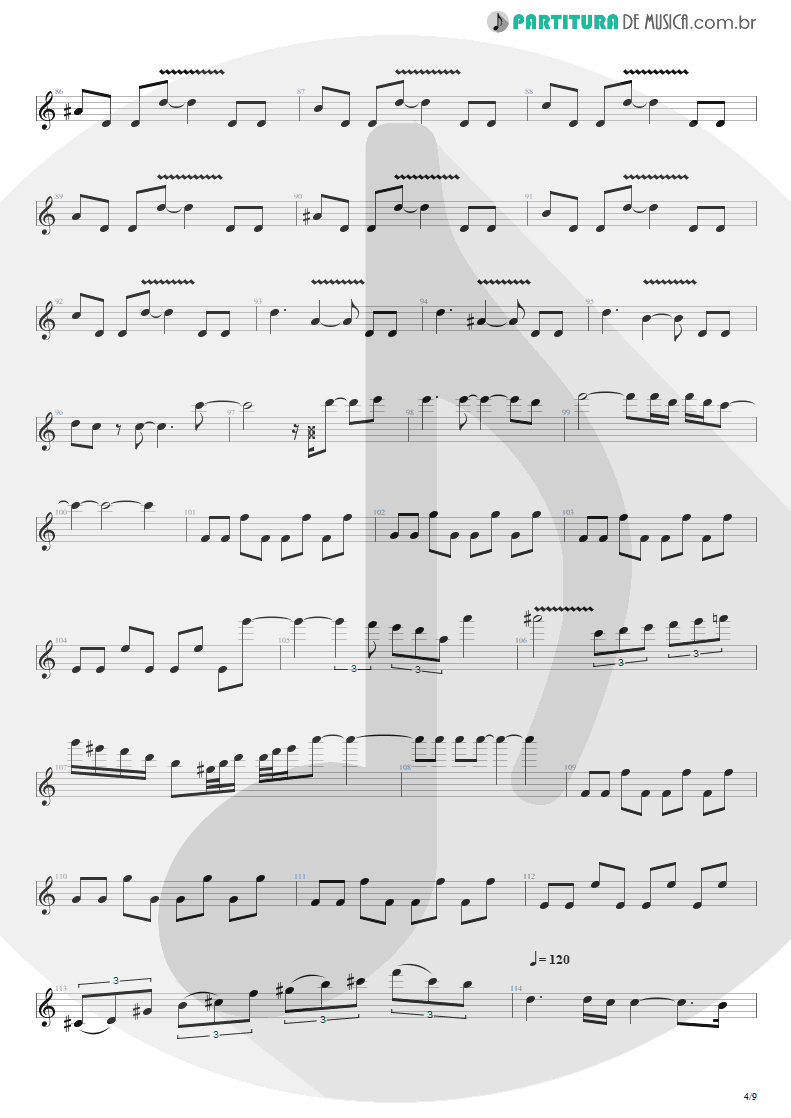 Partitura de musica de Guitarra Elétrica - Hangar 18 | Megadeth | Rust in Peace 1990 - pag 4