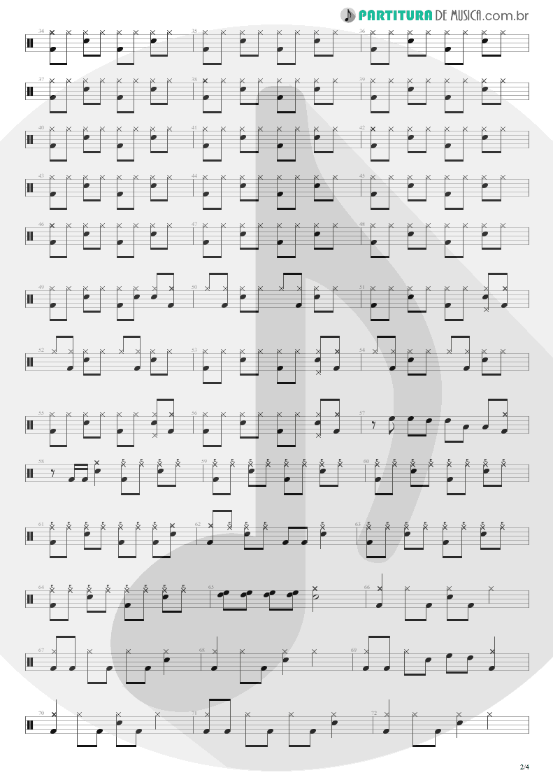 Partitura de musica de Bateria - Symphony Of Destruction | Megadeth | Countdown to Extinction 1992 - pag 2