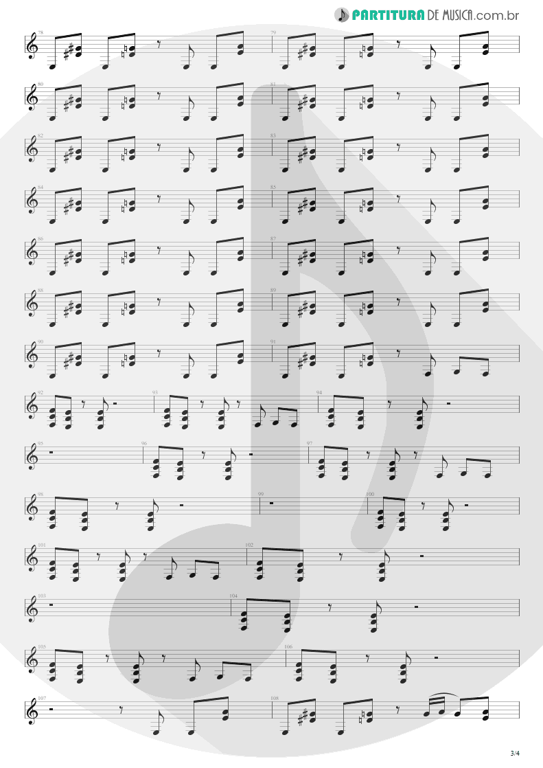 Partitura de musica de Guitarra Elétrica - Symphony Of Destruction | Megadeth | Countdown to Extinction 1992 - pag 3