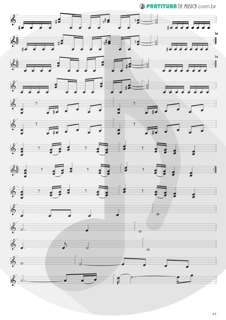 Partitura de musica de Guitarra Elétrica - Reckoning Day | Megadeth | Youthanasia 1994 - pag 2