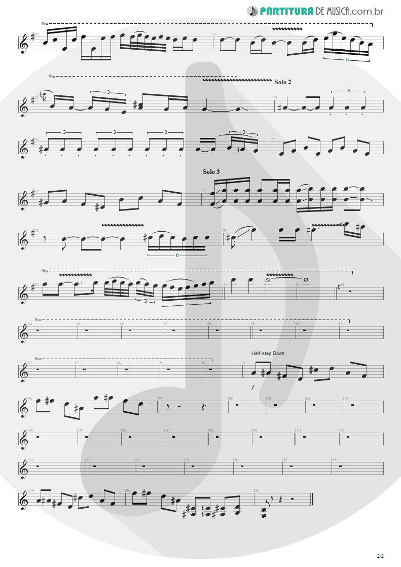 Partitura de musica de Guitarra Elétrica - Angry Again | Megadeth | Hidden Treasures 1995 - pag 2