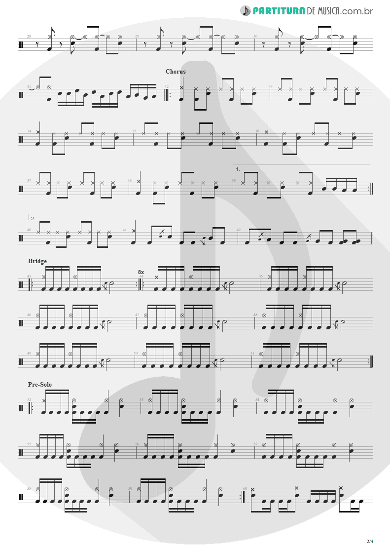 Partitura de musica de Bateria - Dread And The Fugitive Mind | Megadeth | Capitol Punishment: The Megadeth Years 2000 - pag 2