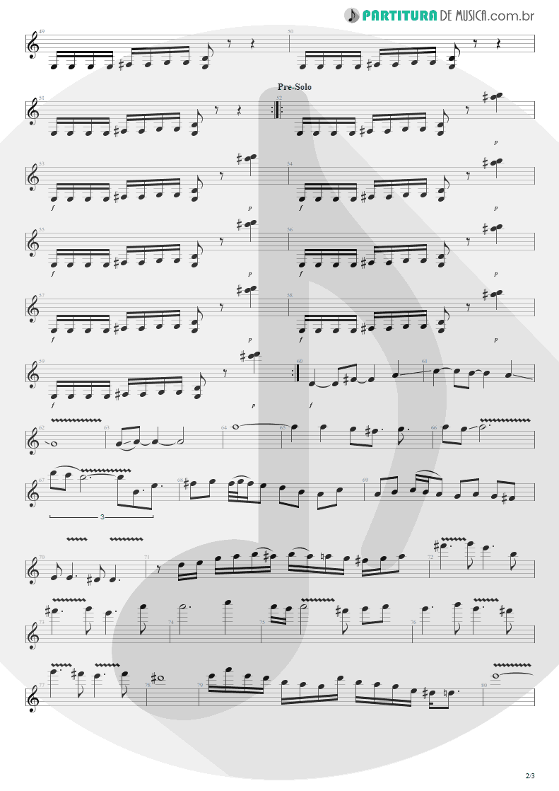 Partitura de musica de Guitarra Elétrica - Dread And The Fugitive Mind | Megadeth | Capitol Punishment: The Megadeth Years 2000 - pag 2