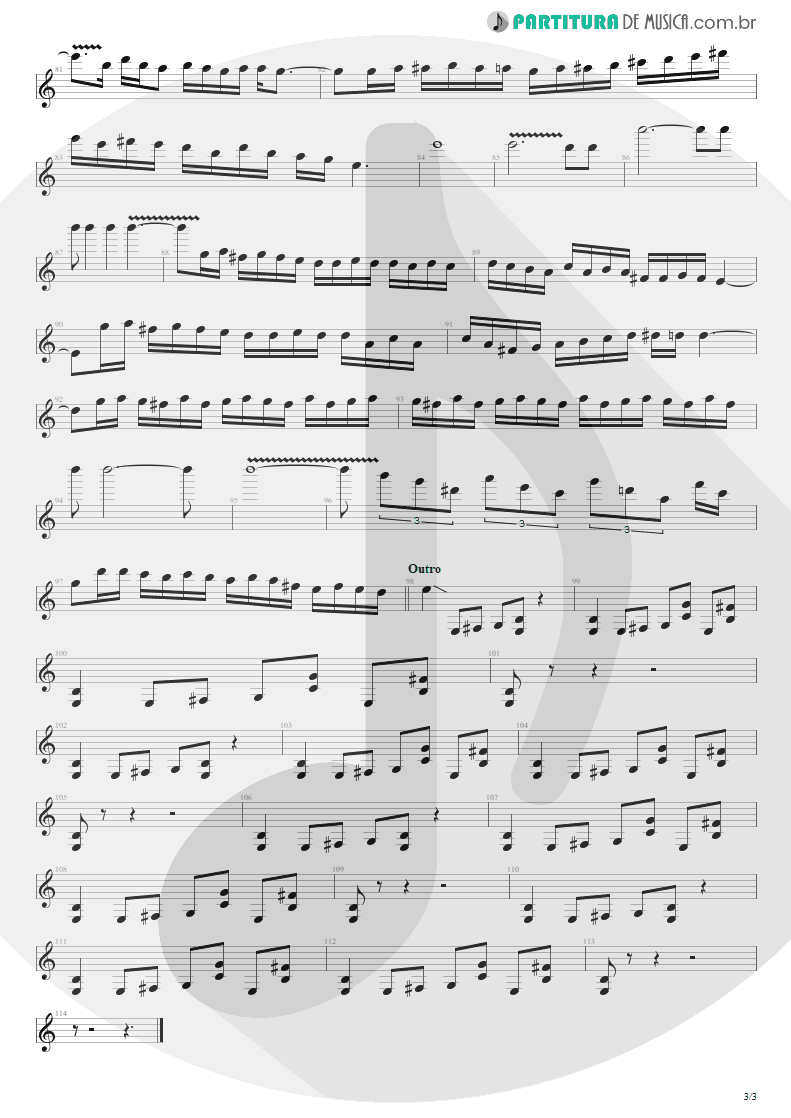 Partitura de musica de Guitarra Elétrica - Dread And The Fugitive Mind | Megadeth | Capitol Punishment: The Megadeth Years 2000 - pag 3