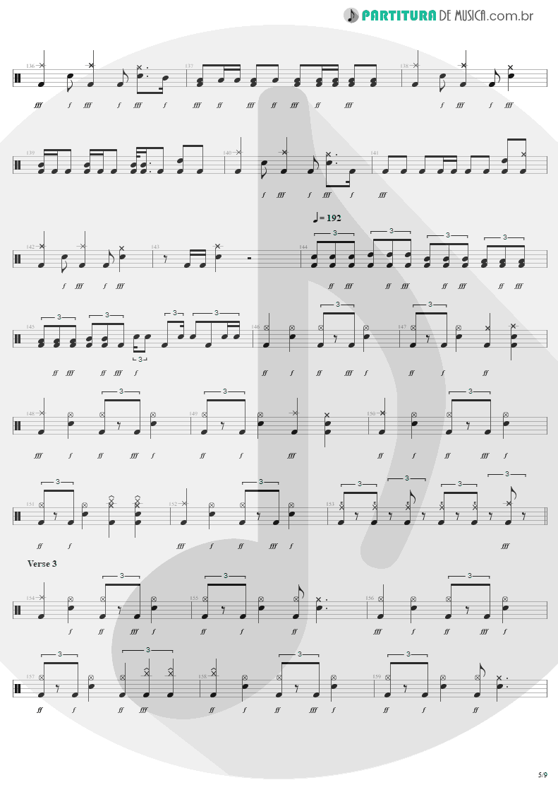 Partitura de musica de Bateria - Am I Evil? | Metallica | Kill 'Em All 1983 - pag 5