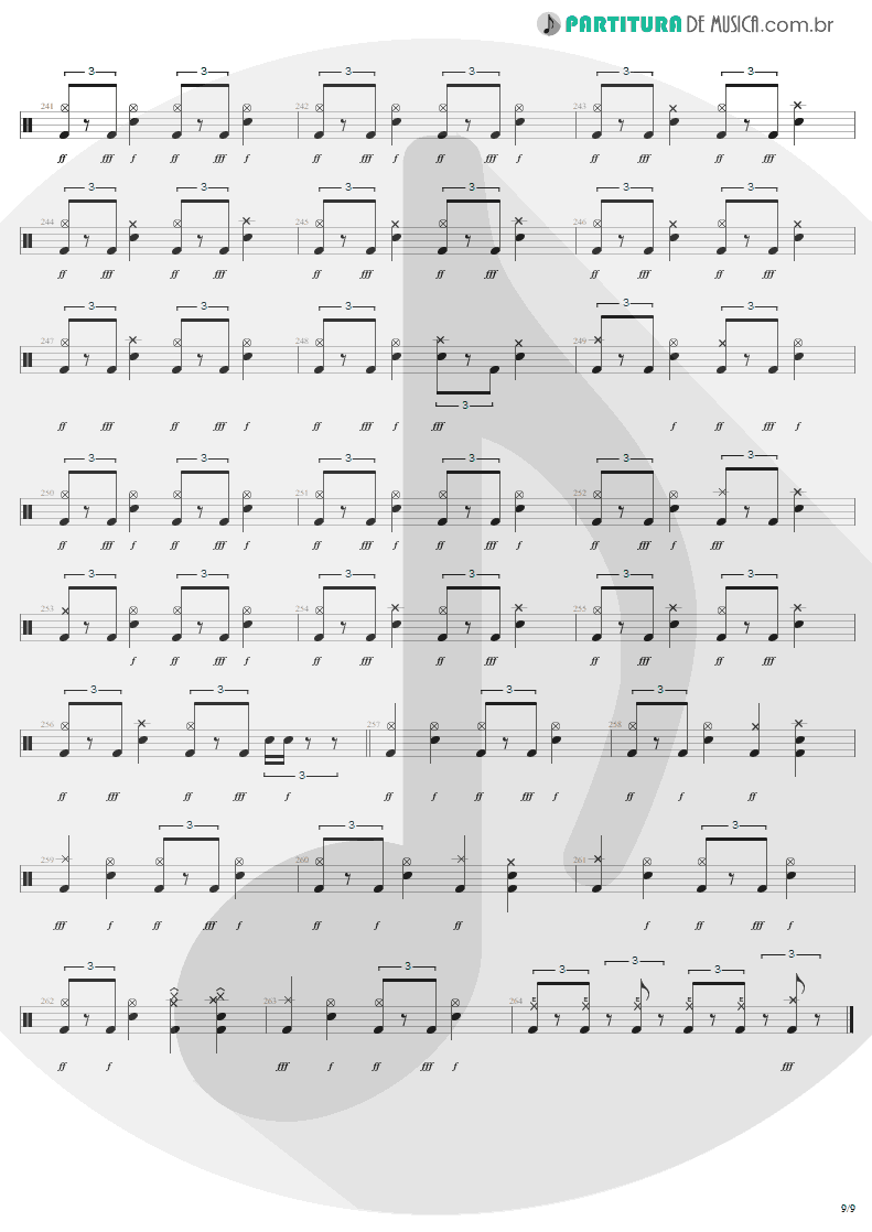 Partitura de musica de Bateria - Am I Evil? | Metallica | Kill 'Em All 1983 - pag 9