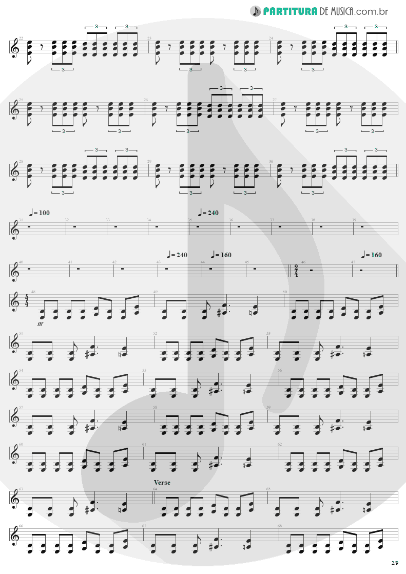 Partitura de musica de Guitarra Elétrica - Am I Evil? | Metallica | Kill 'Em All 1983 - pag 2