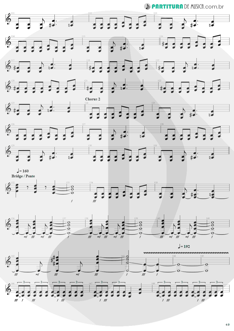 Partitura de musica de Guitarra Elétrica - Am I Evil? | Metallica | Kill 'Em All 1983 - pag 4