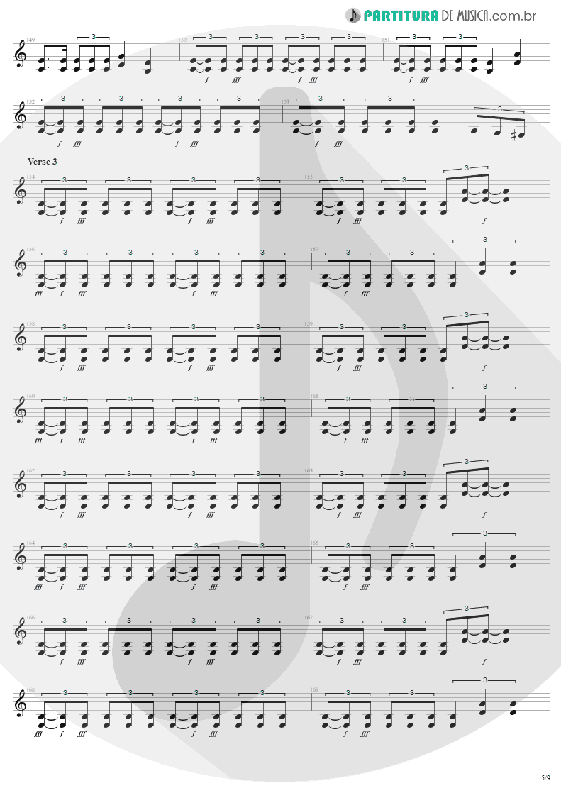 Partitura de musica de Guitarra Elétrica - Am I Evil? | Metallica | Kill 'Em All 1983 - pag 5