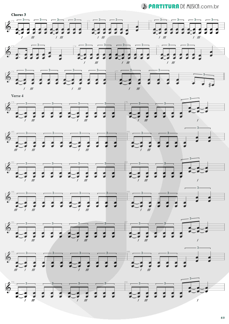 Partitura de musica de Guitarra Elétrica - Am I Evil? | Metallica | Kill 'Em All 1983 - pag 6