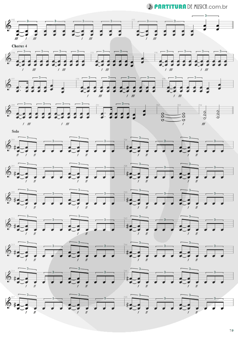 Partitura de musica de Guitarra Elétrica - Am I Evil? | Metallica | Kill 'Em All 1983 - pag 7