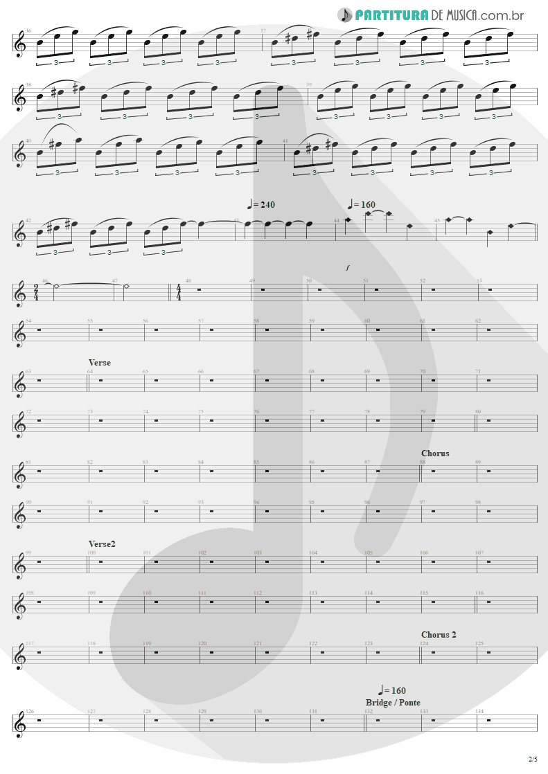 Partitura de musica de Guitarra Elétrica - Am I Evil? | Metallica | Kill 'Em All 1983 - pag 2