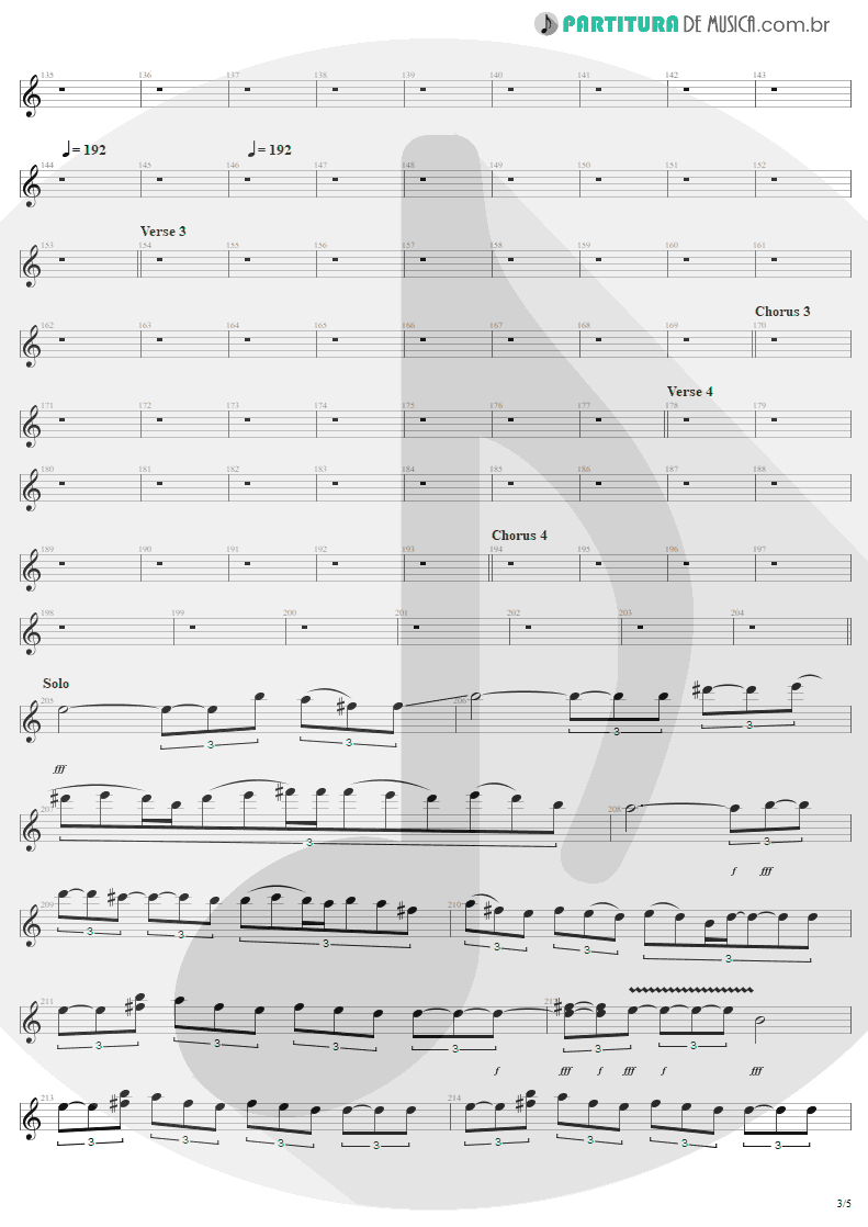 Partitura de musica de Guitarra Elétrica - Am I Evil? | Metallica | Kill 'Em All 1983 - pag 3