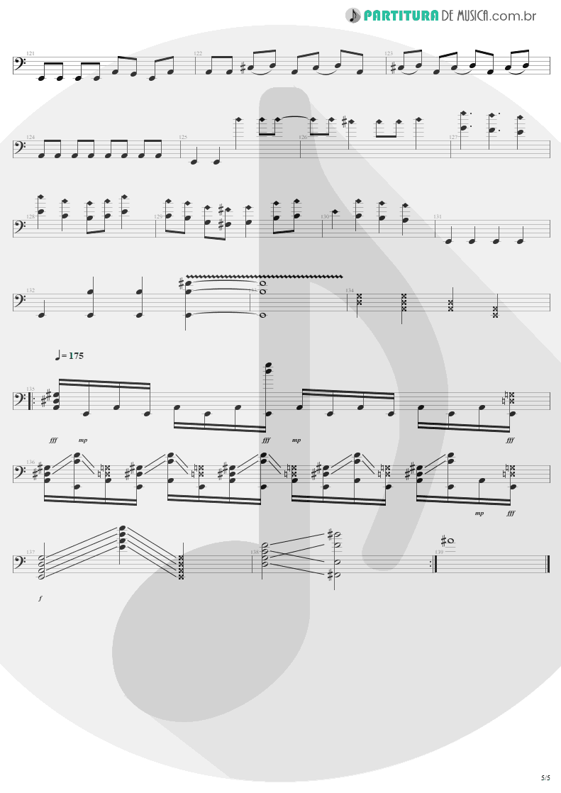 Partitura de musica de Baixo Elétrico - Anesthesia | Metallica | Kill 'Em All 1983 - pag 5