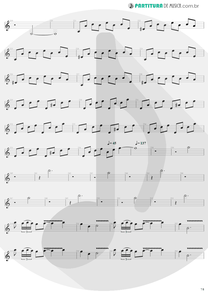 Partitura de musica de Guitarra Elétrica - Call Of Ktulu | Metallica | Ride the Lightning 1984 - pag 7