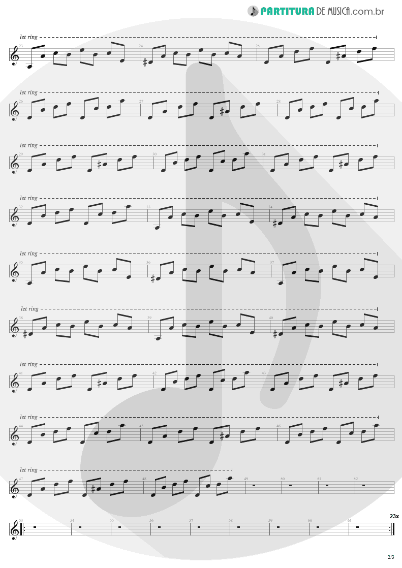 Partitura de musica de Violão - Call Of Ktulu | Metallica | Ride the Lightning 1984 - pag 2