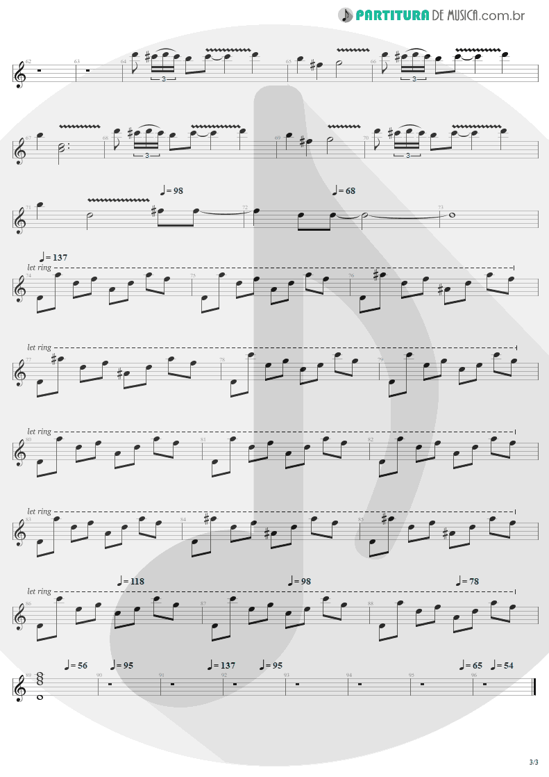 Partitura de musica de Violão - Call Of Ktulu | Metallica | Ride the Lightning 1984 - pag 3