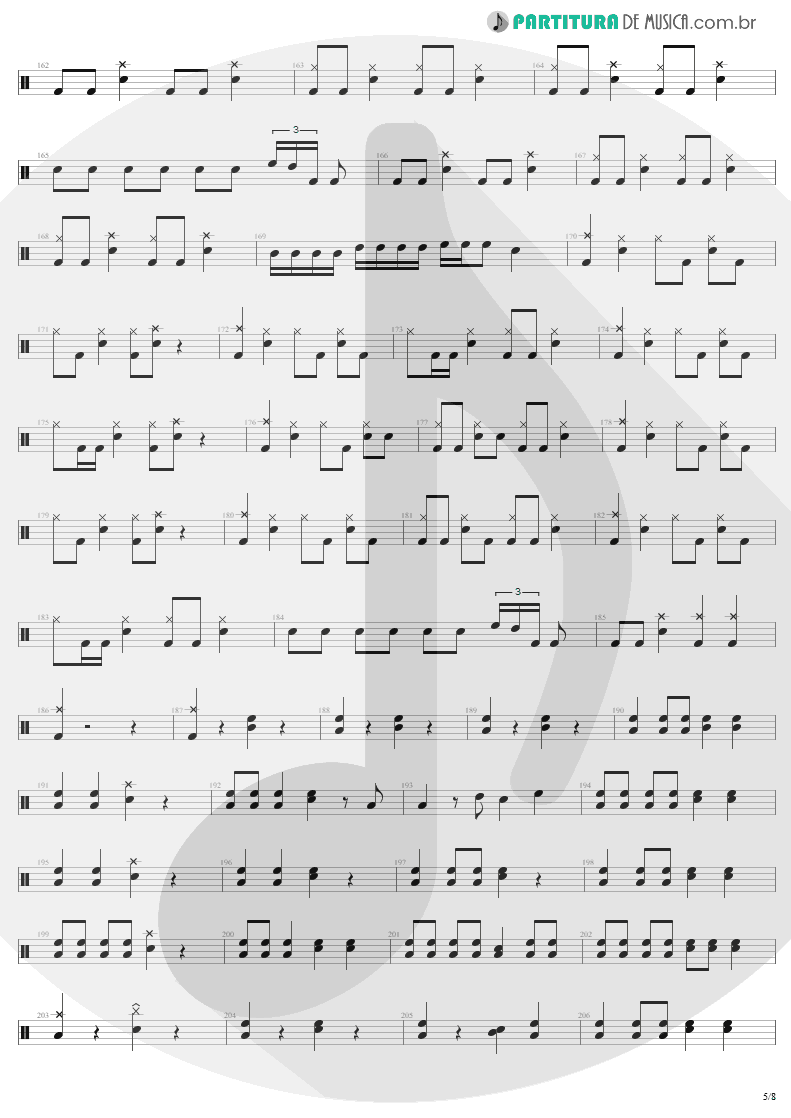 Partitura de musica de Bateria - Creeping Death | Metallica | Ride the Lightning 1984 - pag 5