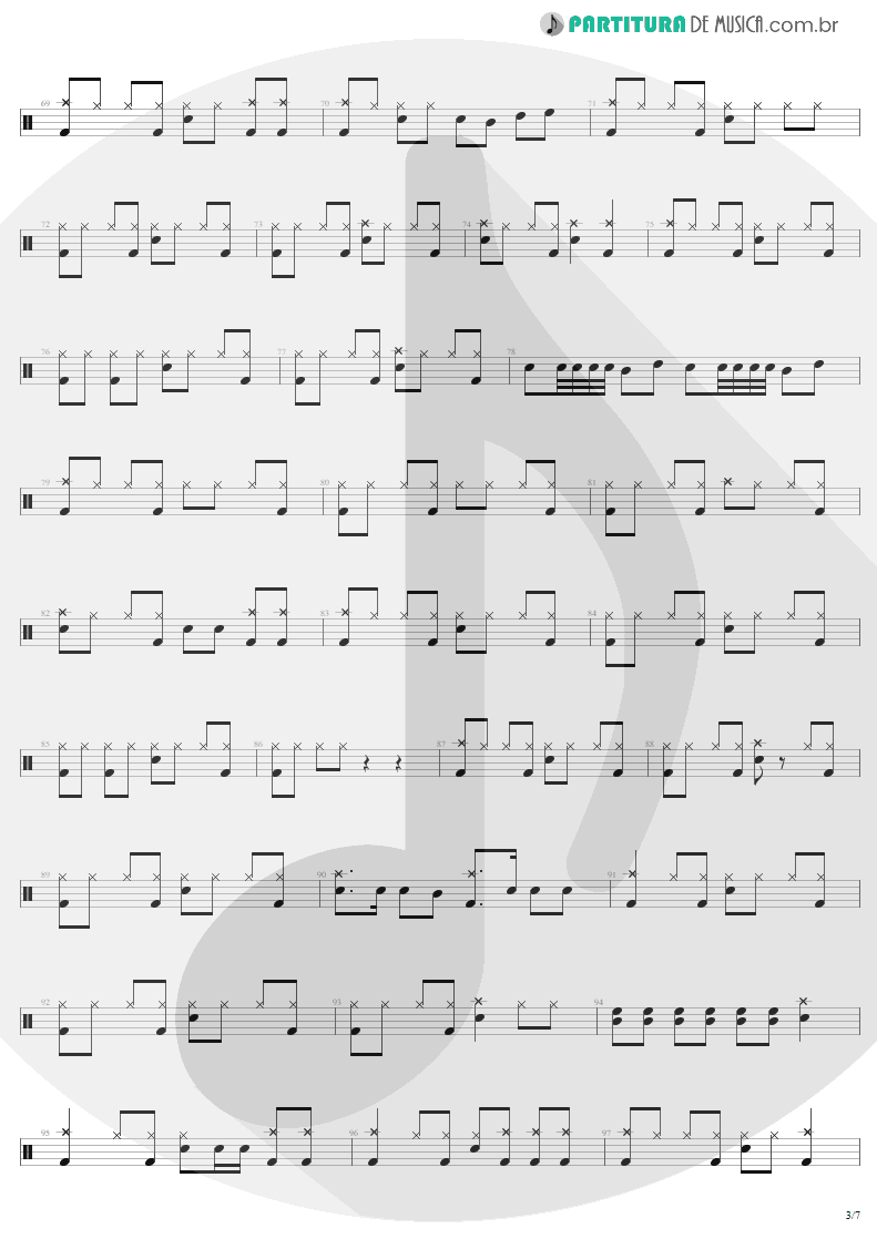 Partitura de musica de Bateria - Fade To Black | Metallica | Ride the Lightning 1984 - pag 3