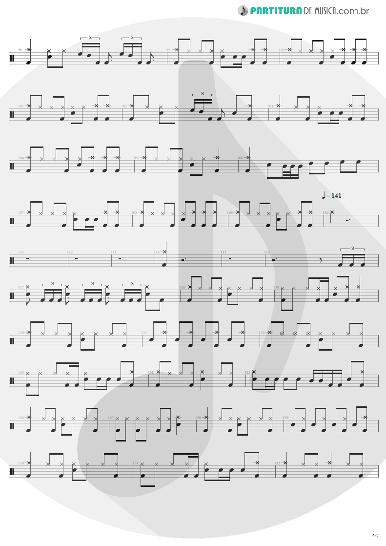 Partitura de musica de Bateria - Fade To Black | Metallica | Ride the Lightning 1984 - pag 4