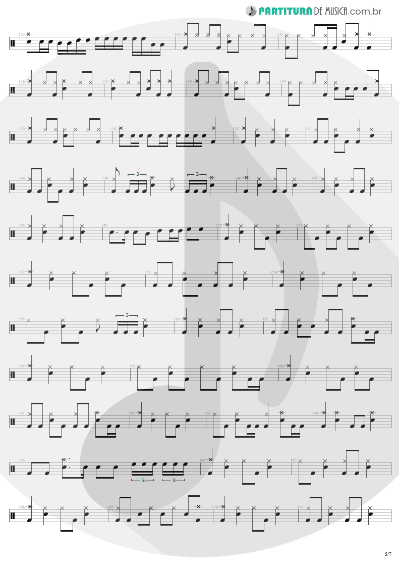 Partitura de musica de Bateria - Fade To Black | Metallica | Ride the Lightning 1984 - pag 5