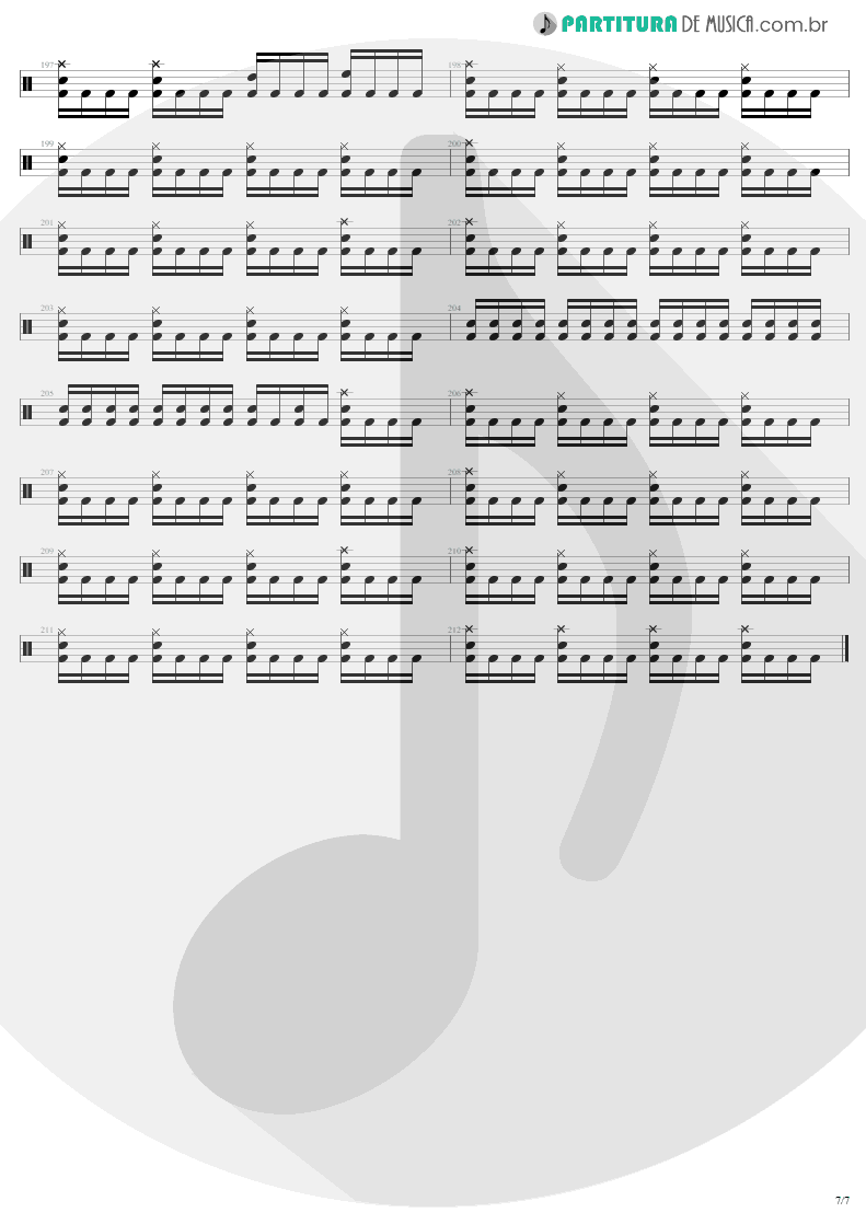 Partitura de musica de Bateria - Fade To Black | Metallica | Ride the Lightning 1984 - pag 7