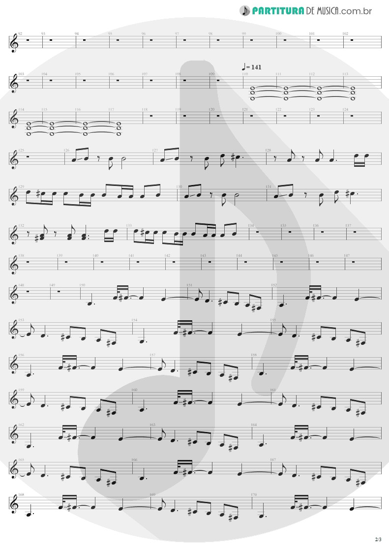 Partitura de musica de Guitarra Elétrica - Fade To Black | Metallica | Ride the Lightning 1984 - pag 2