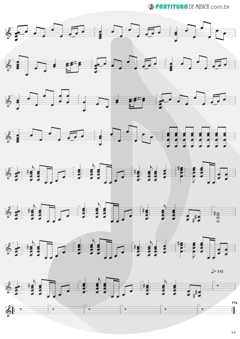 Partitura de musica de Violão - Fade To Black | Metallica | Ride the Lightning 1984 - pag 4