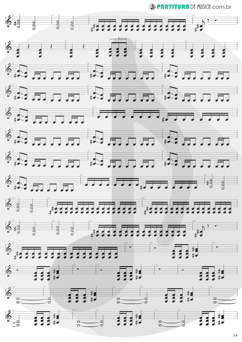 Partitura de musica de Guitarra Elétrica - Damage, Inc. | Metallica | Master of Puppets 1986 - pag 3