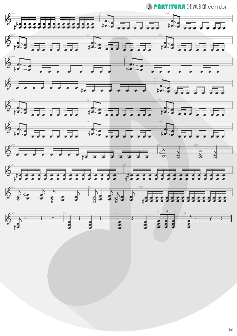 Partitura de musica de Guitarra Elétrica - Damage, Inc. | Metallica | Master of Puppets 1986 - pag 6