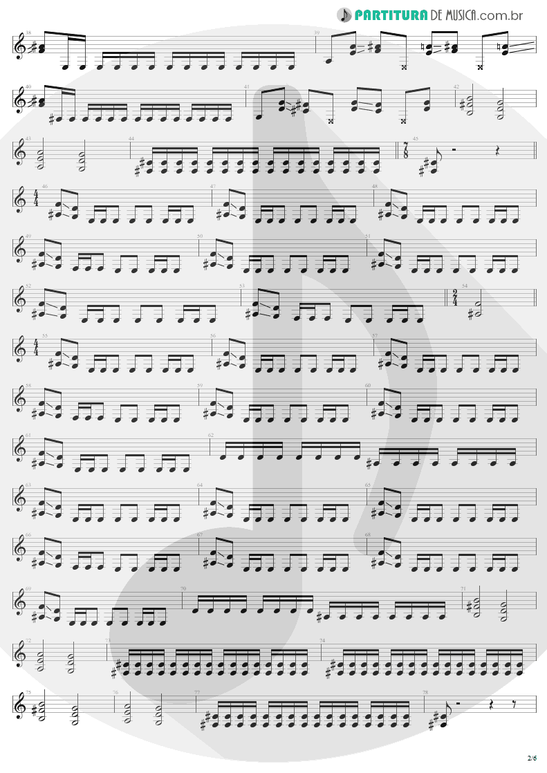 Partitura de musica de Guitarra Elétrica - Damage, Inc. | Metallica | Master of Puppets 1986 - pag 2