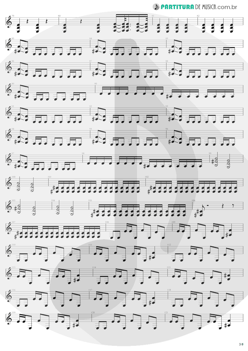 Partitura de musica de Guitarra Elétrica - Damage, Inc. | Metallica | Master of Puppets 1986 - pag 3