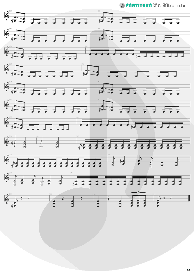 Partitura de musica de Guitarra Elétrica - Damage, Inc. | Metallica | Master of Puppets 1986 - pag 6