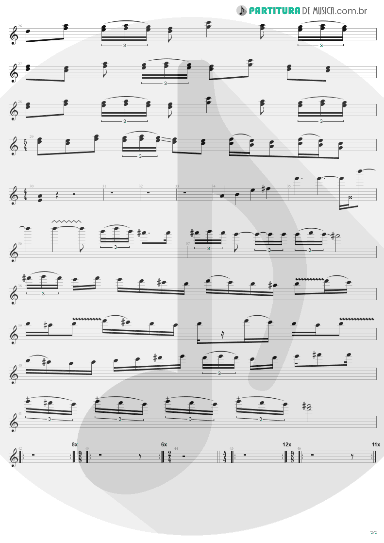 Partitura de musica de Guitarra Elétrica - Eye Of The Beholder | Metallica | ...And Justice for All 1988 - pag 2