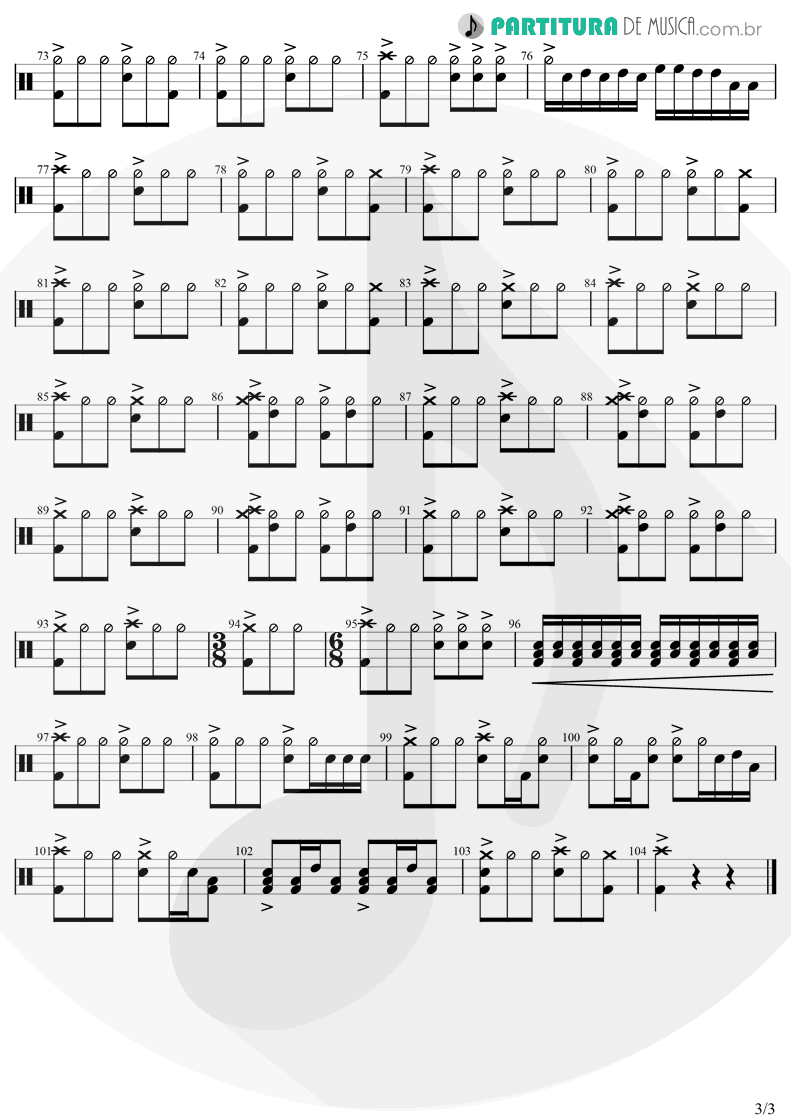 Partitura de musica de Bateria - Nothing Else Matters | Metallica | Metallica 1991 - pag 3