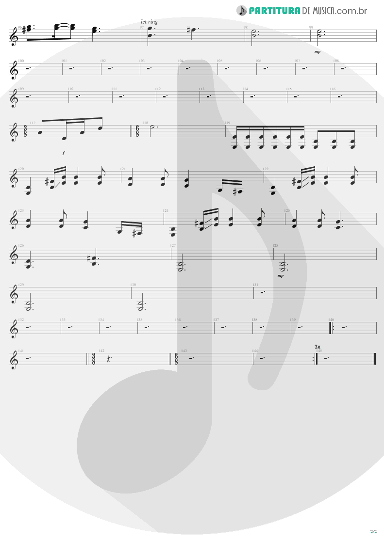 Partitura de musica de Guitarra Elétrica - Nothing Else Matters | Metallica | Metallica 1991 - pag 2