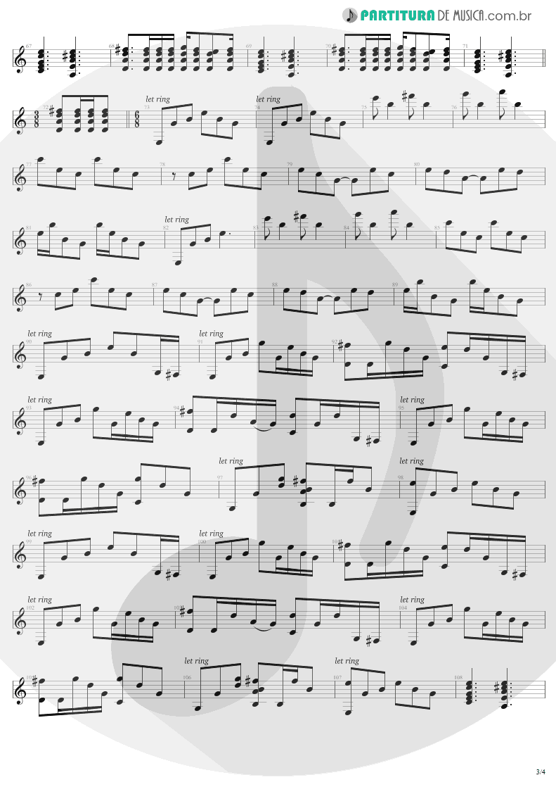 Partitura de musica de Violão - Nothing Else Matters | Metallica | Metallica 1991 - pag 3