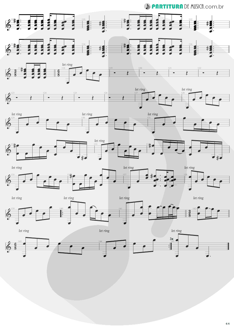 Partitura de musica de Violão - Nothing Else Matters | Metallica | Metallica 1991 - pag 4