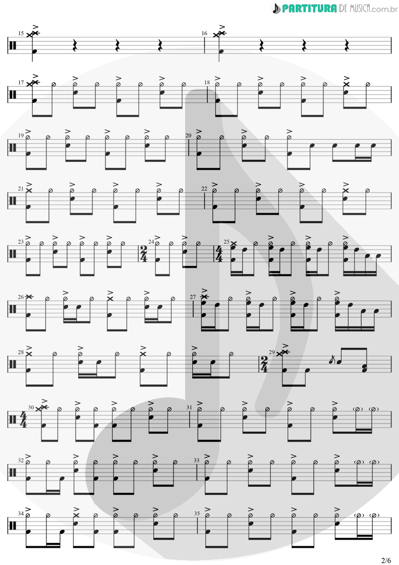 Partitura de musica de Bateria - The Unforgiven | Metallica | Metallica 1991 - pag 2