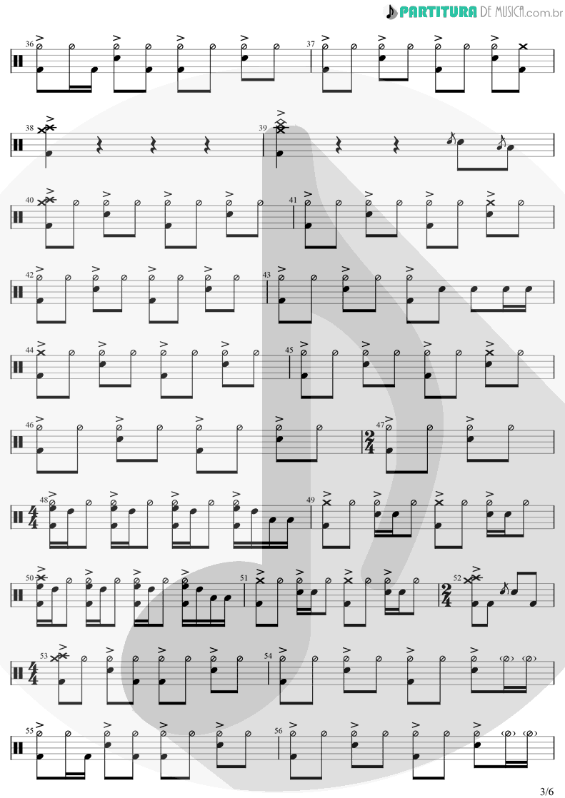 Partitura de musica de Bateria - The Unforgiven | Metallica | Metallica 1991 - pag 3
