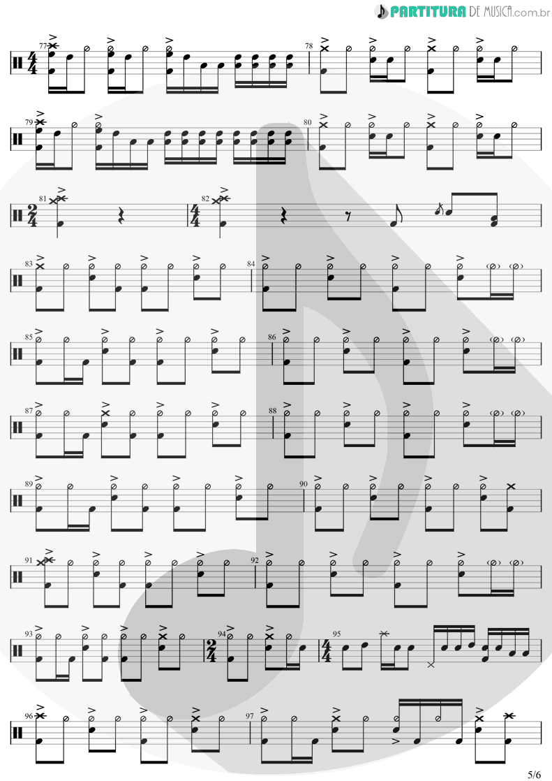 Partitura de musica de Bateria - The Unforgiven | Metallica | Metallica 1991 - pag 5